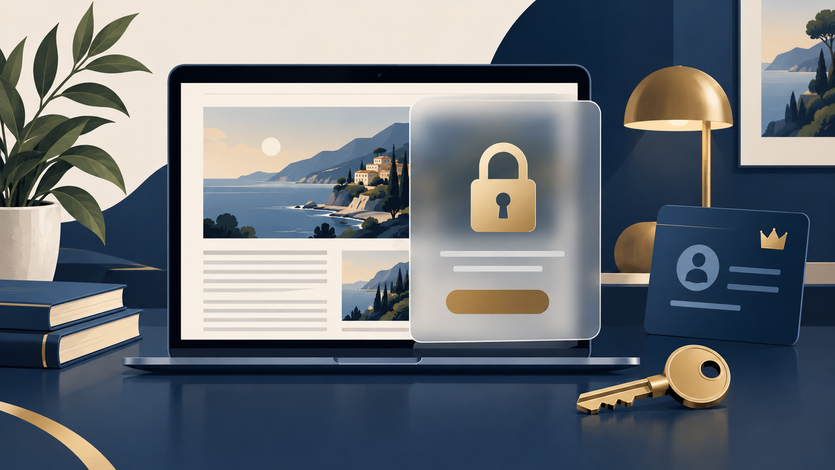 A locked article behind a paywall with a membership card and key